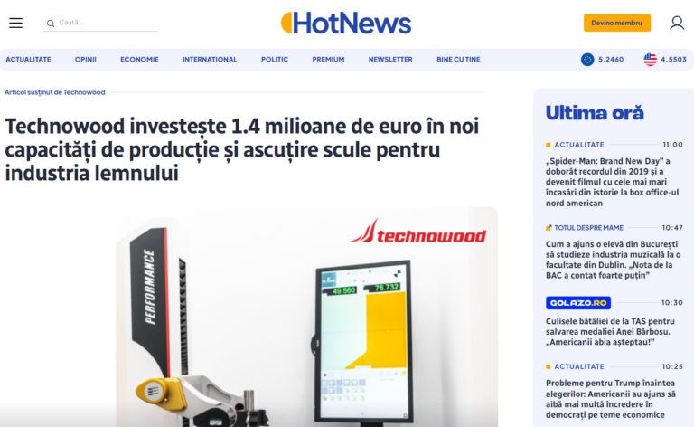 Technowood investește 1.4 milioane de euro în creșterea capacității de ascuțire scule